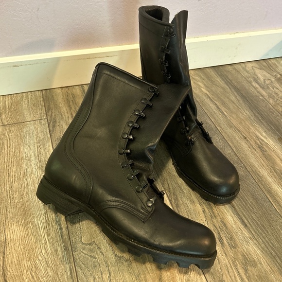 New Vintage RO Search Black Military Boots Men’s 10 N 1989 Speed Lace Up - Picture 1 of 15